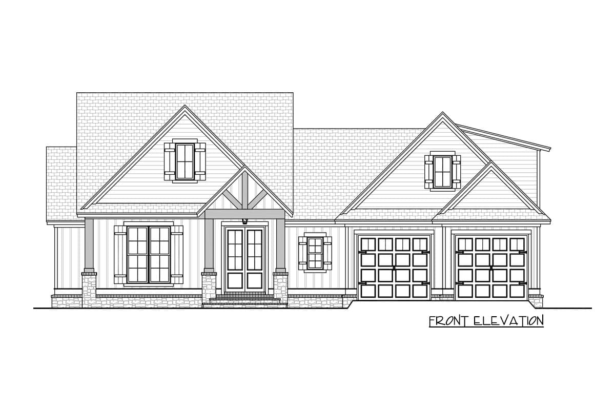 Plan 51803HZ: Split Bed Country Craftsman House Plan - 2074 Sq Ft - Image #4 - Country, Craftsman, Farmhouse, New American, Traditional