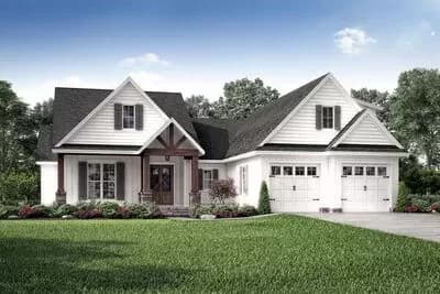 Split Bed Country Craftsman House Plan - 2074 Sq Ft