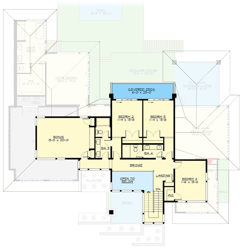 Plan 23812JD: Modern Prairie House Plan for a Side-Sloping Lot - Floor Plan - 2nd Floor - Mid Century Modern, Modern, Mountain, Northwest, Prairie