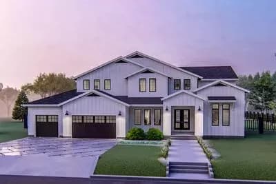 4-Bed Modern Farmhouse Plan with Upstairs Theater
