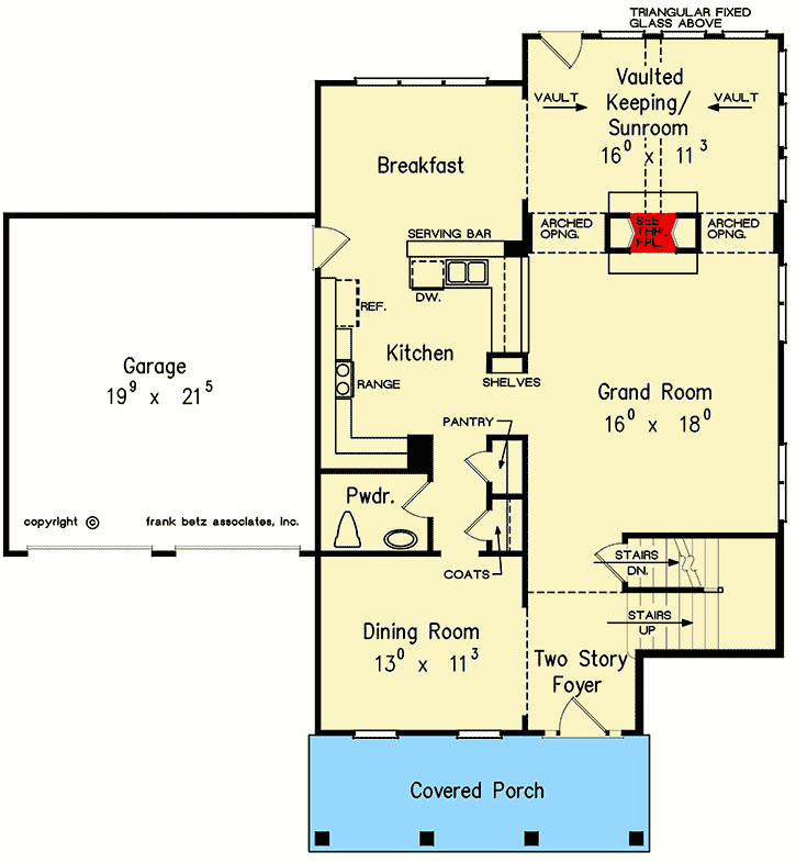 Plan 710234BTZ: 4-Bed Early Classic Revival Home Plan - Floor Plan - Main Level - Southern, Traditional