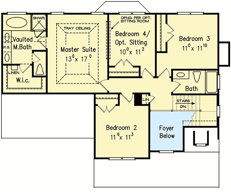 Plan 710235BTZ: Traditional House Plan with Master Sitting Room Option - Floor Plan - 2nd Floor - Traditional