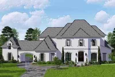 Spacious Two-story Acadian House Plan with Ample Outdoor Living Space