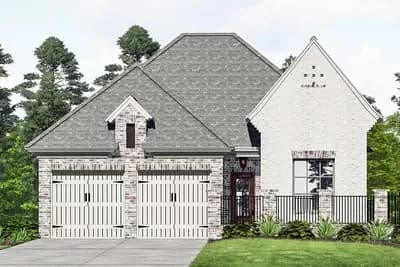 3-Bed Acadian Cottage Home Plan with Semi-Private Courtyard