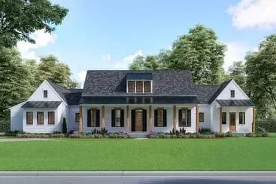Modern Country Farmhouse Plan with Master Lounge