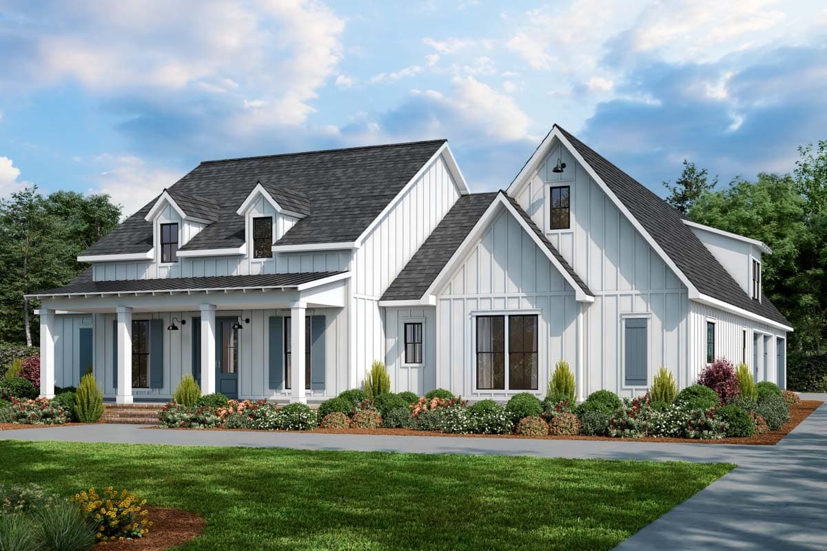 Plan 56444SM: Flexible Farmhouse with Outdoor Grilling Porch and Optional Bonus Room - 2546 Sq Ft - Image #5 - Country, Farmhouse, Modern Farmhouse, New American, Southern