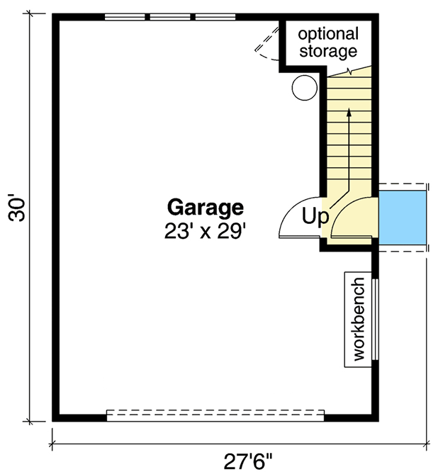Plan 72958DA: Detached Garage Plan with Upstairs Loft with Full Bathroom - Floor Plan - Main Level - Carriage