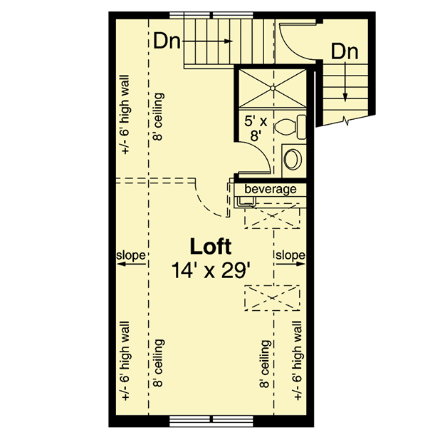 Plan 72958DA: Detached Garage Plan with Upstairs Loft with Full Bathroom - Floor Plan - 2nd Floor - Carriage