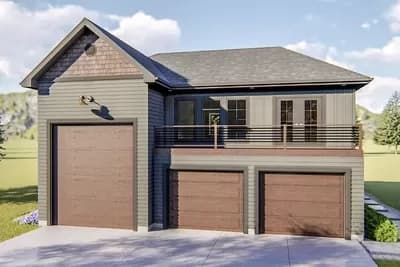 Guest House Plan with RV Garage and Upstairs Living