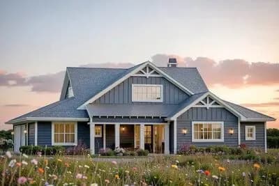 Modern Farmhouse Plan with Main Floor Master Suite