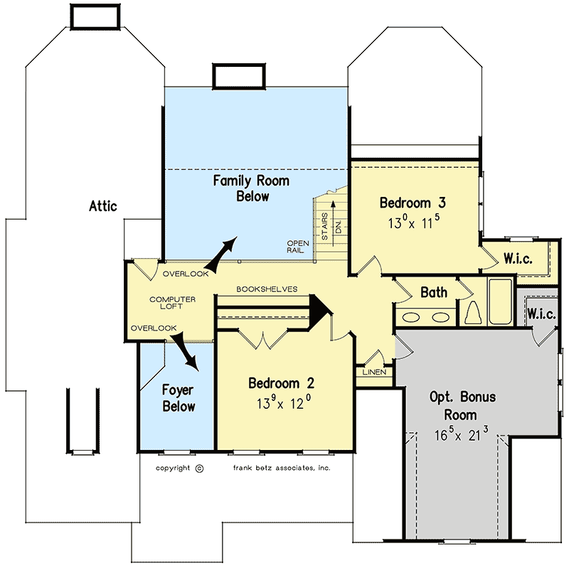 Plan 710241BTZ: Triple Dormered Craftsman Home Plan with Tapered Columns - Floor Plan - 2nd Floor - Country, Craftsman, New American, Traditional
