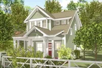 Cozy 2-Bed Cottage Plan with Second-Level Bedrooms