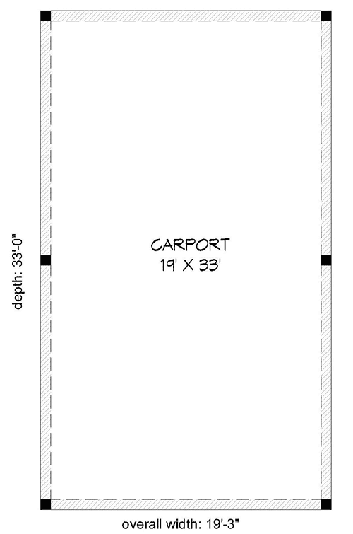 Plan 68617VR: Roomy RV Carport - Floor Plan - Main Level - Southern, Traditional