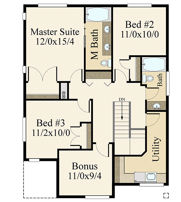 Plan 85312MS: 3-Bed Modern Home Plan with All Bedrooms Upstairs - Floor Plan - 2nd Floor - Modern, Northwest