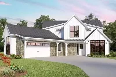 Modern Farmhouse Plan with Great Views To The Back
