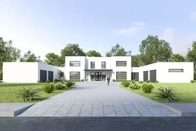 5-Bed Modern House Plan with Garage Parking for 8 Cars