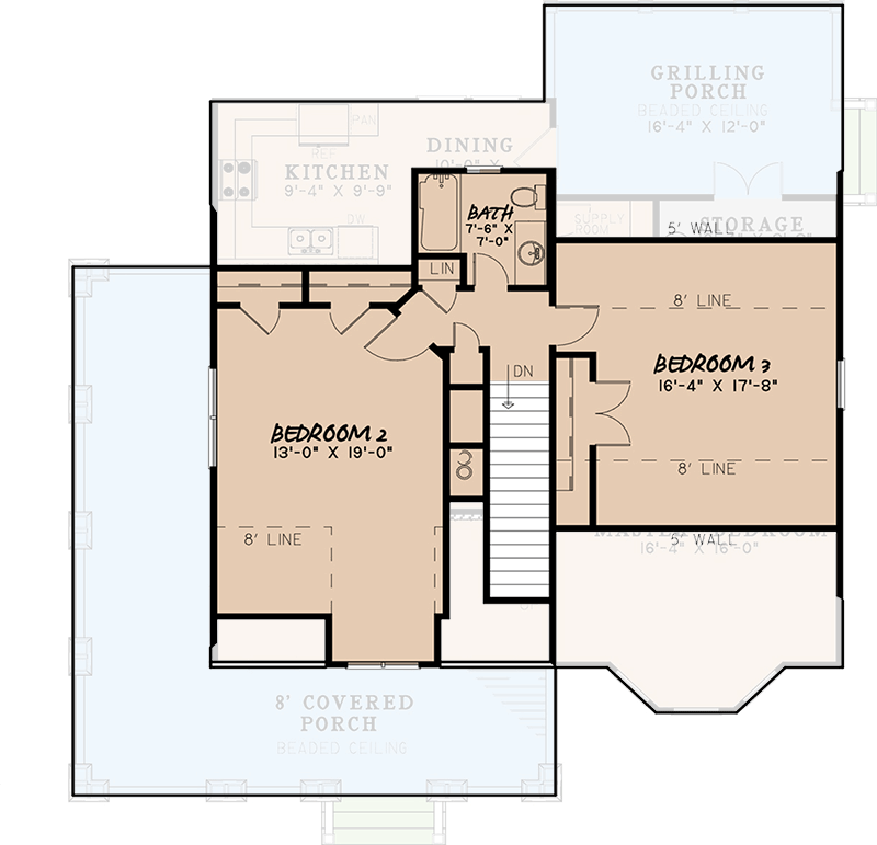 Plan 70630MK: Rustic Cottage House Plan with Wraparound Porch - 1905 Sq Ft - Floor Plan - 2nd Floor - Bungalow, Cottage, Country, Craftsman, Mountain, Rustic, Vacation