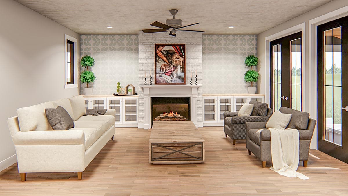 Plan 62772DJ: 4 Bedroom Modern Farmhouse Plan with Front-Loading Barn-Style Garage - 2835 Sq Ft - Image #9 - Barndominium, Country, Farmhouse, Modern Farmhouse, Traditional