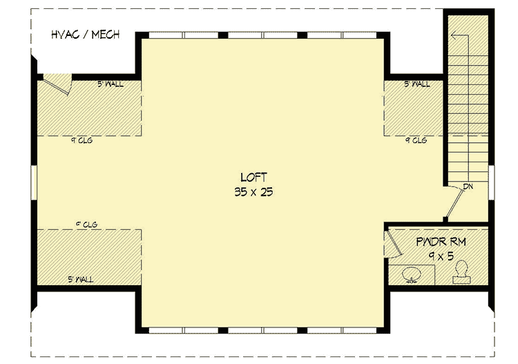 Plan 68620VR: 4-Car Detached Garage Plan with 16'-Wide Doors - Floor Plan - 2nd Floor - Carriage, Northwest