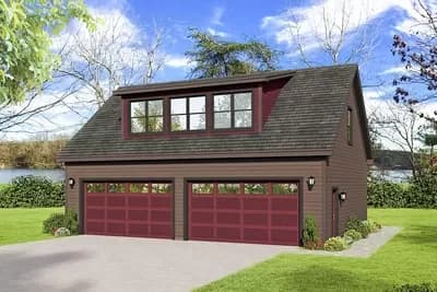 4-Car Detached Garage Plan with 16'-Wide Doors