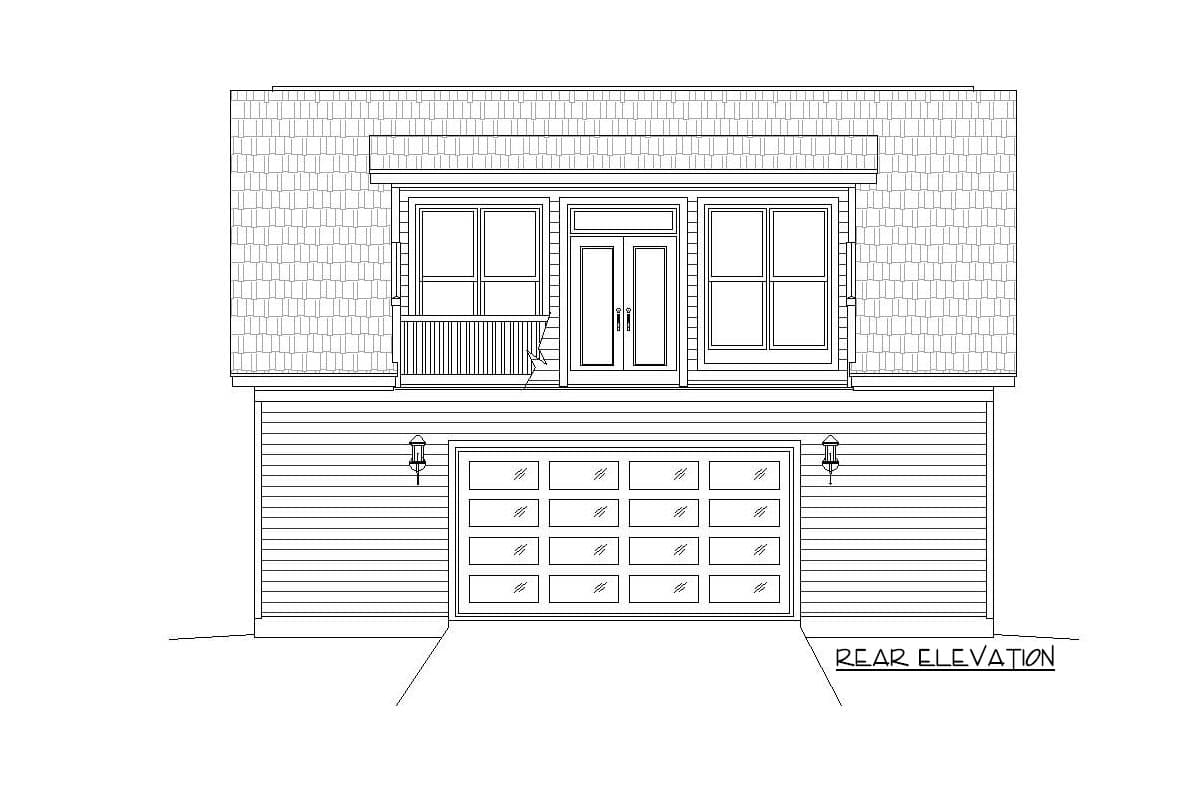 Plan 68619VR: 3-Car Detached Drive-through Garage Plan with Upstairs Open-Air Balcony - Image #4