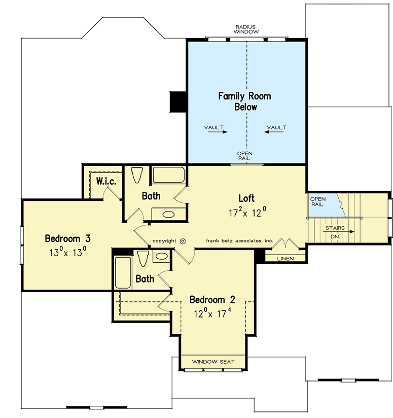 Plan 710254BTZ: 4-Bed House Plan with Vaulted Family Room with Loft Overlook - Floor Plan - 2nd Floor - Craftsman, Southern