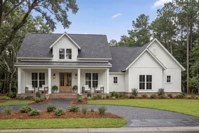 Modern Farmhouse Plan with 10-Foot-Deep Rear Porch and a Bonus Room - 2112 Sq Ft