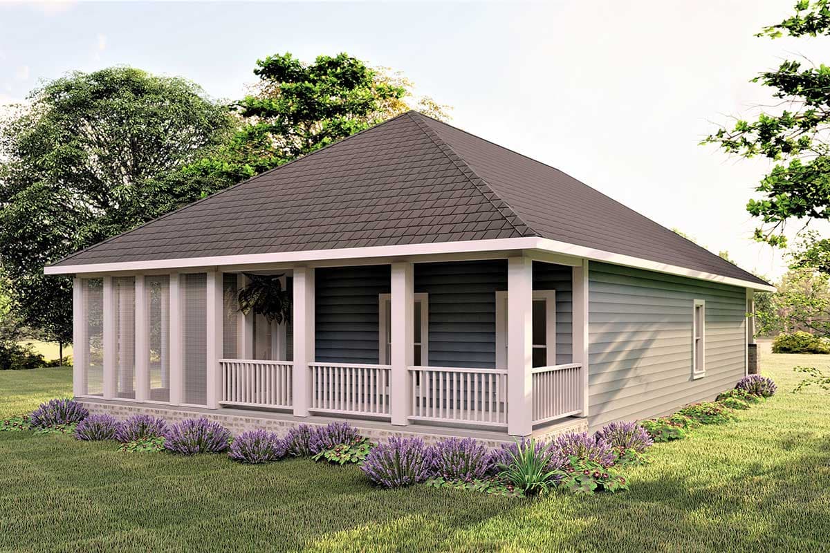 Plan 25001DH: Southern Cottage with Porches in Front and Back