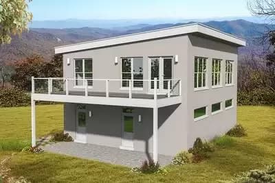 Contemporary Carriage House Plan with Upstairs Balcony