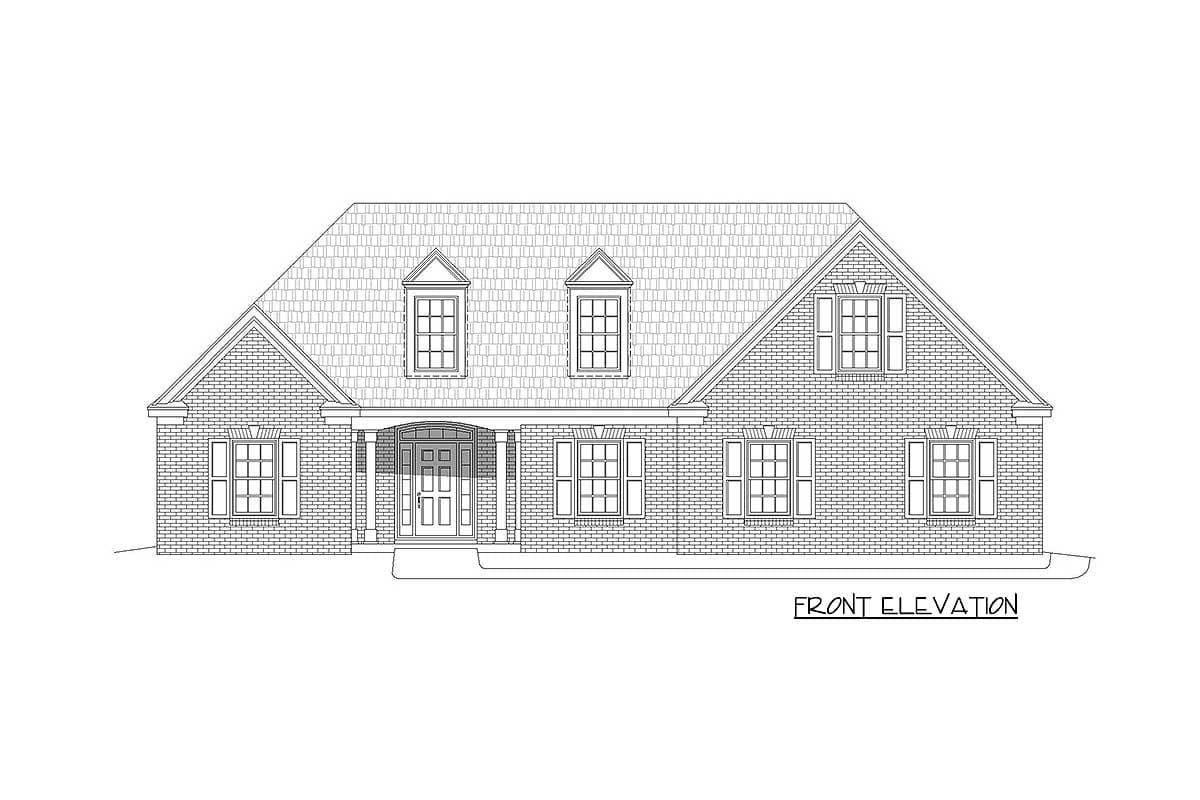Plan 68624VR: Traditional 3-Bed House Plan with Bonus Level Above Garage - 2400 Sq Ft - Image #4 - Country, Southern, Traditional