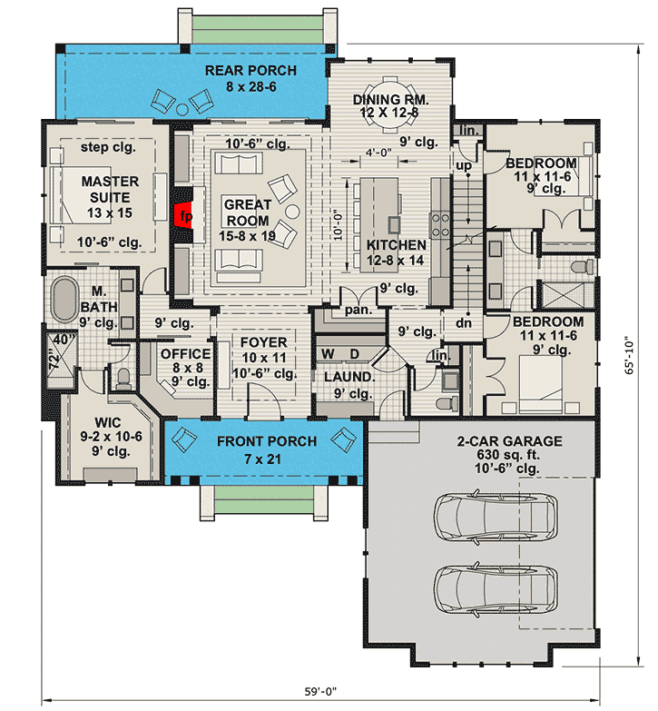 Plan 14681RK: 3-Bed Modern Farmhouse Plan with Multiple Garage Options - Floor Plan - Main Level - Craftsman, Farmhouse, Modern Farmhouse, New American