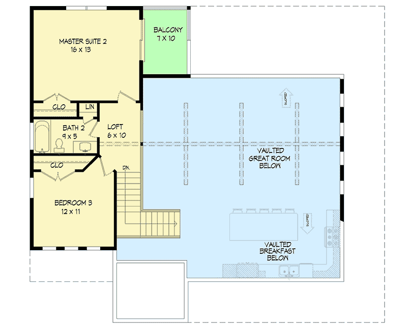 Plan 68625VR: Expanded Back Woods House Plan with a Drive-Under Garage - Floor Plan - 2nd Floor - Country, Farmhouse, Modern Farmhouse, Mountain, Rustic
