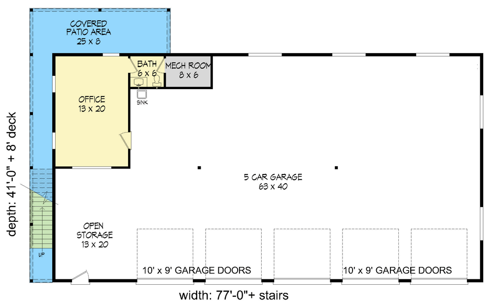 Plan 68626VR: Spacious 2-Bed Barndominium House Plan with Deck - Floor Plan - Main Level - Barndominium, Carriage, Traditional