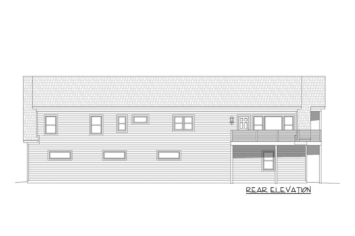 Plan 68626VR: Spacious 2-Bed Barndominium House Plan with Deck - Image #4 - Barndominium, Carriage, Traditional