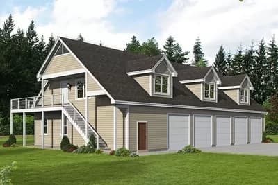 Spacious 2-Bed Barndominium House Plan with Deck