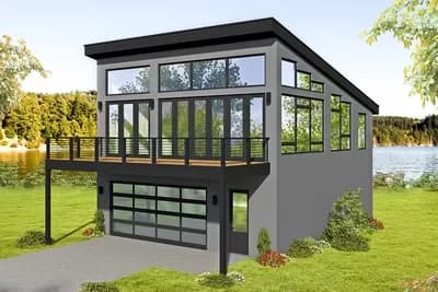 Expanded Modern Carriage House Plan with Sun Deck - 1309 Sq Ft