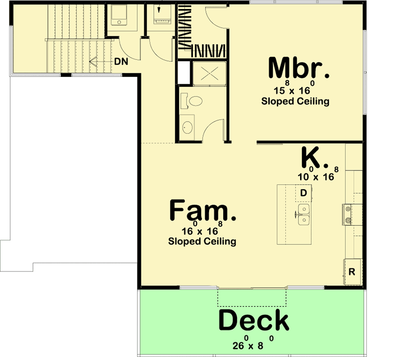 Plan 62775DJ: 3-Car Modern Garage Apartment Plan - Floor Plan - 2nd Floor - Carriage, Mid Century Modern, Modern, Northwest, Vacation