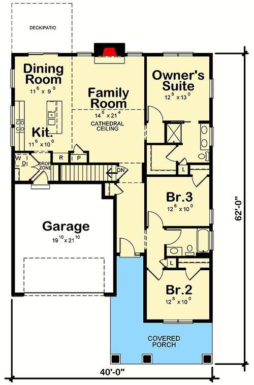 Plan 42606DB: 3-Bed Bungalow Plan with Optional Sunroom - 1511 Sq Ft - Floor Plan - Main Level - Bungalow, Craftsman, New American, Northwest