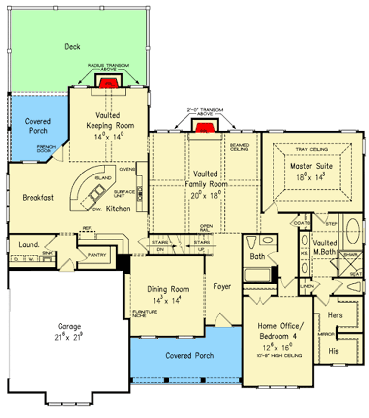 Plan 710258BTZ: Two-story House Plan with Main-floor Master Suite - Floor Plan - Main Level - Traditional