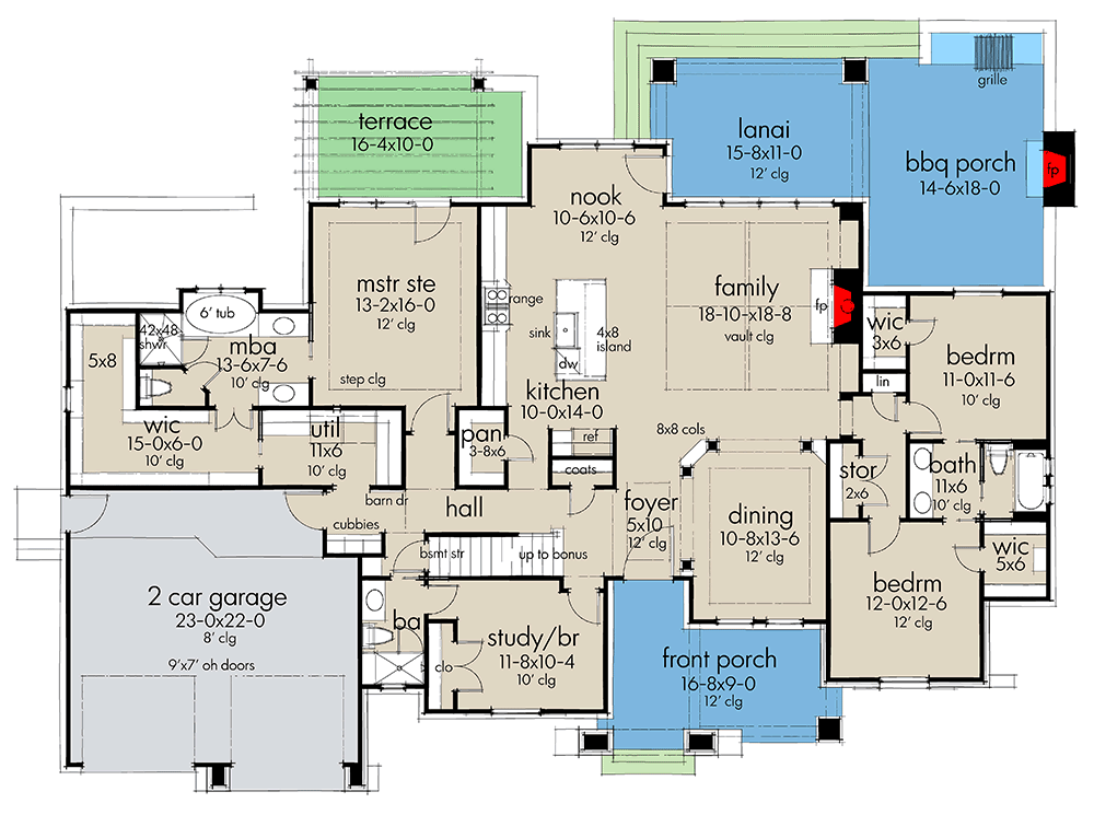 Plan 16911WG: Classic French Country Home Plan with Ample Outdoor Living - Floor Plan - Main Level - Country, European, French Country, Southern, Traditional