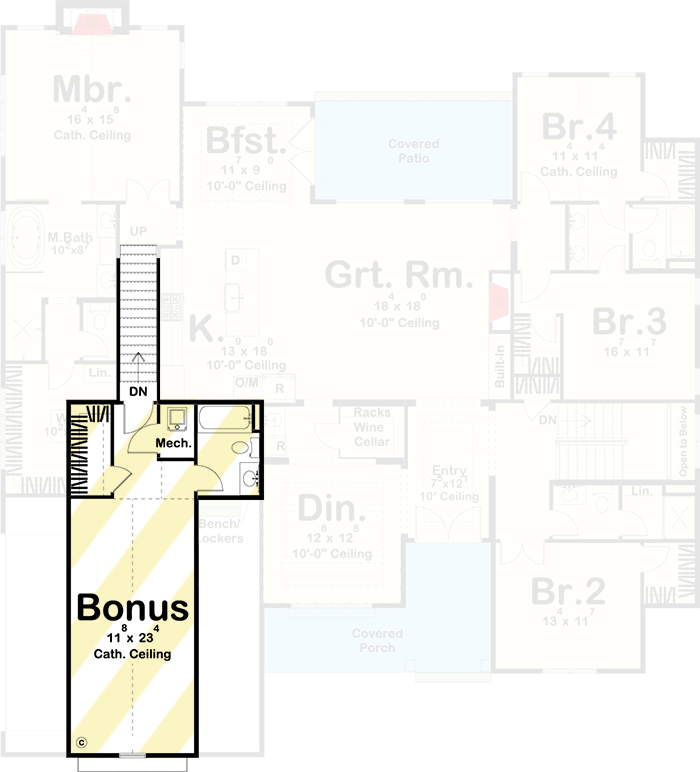 Plan 62777DJ: Beautiful Modern Farmhouse Plan with Split Bedrooms - Floor Plan - Bonus - Country, Farmhouse, Modern Farmhouse, New American, Ranch