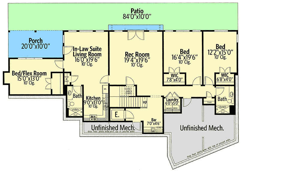 Plan 24397TW: Spacious Mountain Home Plan with Lower-level In-law Suite - Floor Plan - Lower Level - Country, Craftsman, Mountain, Vacation