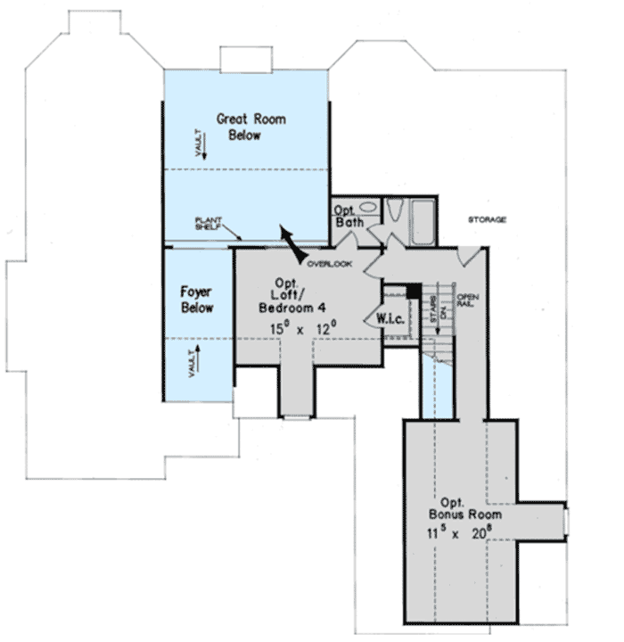 Plan 710264BTZ: Southern Traditional House Plan with Stucco and Fieldstone-Accented Exterior - Floor Plan - Bonus Level - Southern, Traditional