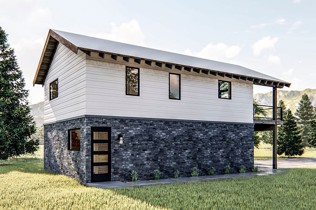 Plan 62778DJ: Modern Rustic Garage Apartment Plan with Vaulted Interior - 1030 Sq Ft - Image #8 - Carriage, Modern, Mountain, Rustic, Vacation