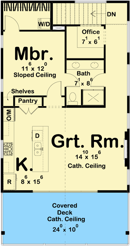 Plan 62778DJ: Modern Rustic Garage Apartment Plan with Vaulted Interior - 1030 Sq Ft - Floor Plan - 2nd Floor - Carriage, Modern, Mountain, Rustic, Vacation