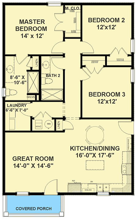 Plan 25004DH: 3-Bed Cottage Plan with Open Layout - Floor Plan - Main Level - Cottage, Country, Vacation