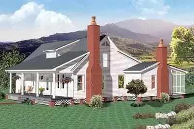 One-level Country Farmhouse Plan with Outdoor Living Space
