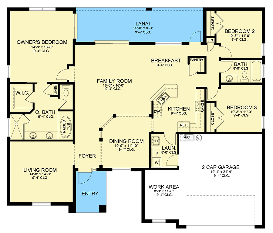 Plan 82275KA: 3-Bed Ranch House Plan with Split Bedrooms - Floor Plan - Main Level