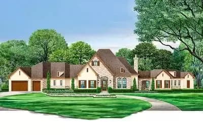 3-Bed Southern Home Plan with Private Master Wing