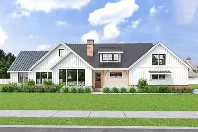 3-Bed Farmhouse Plan with Optional Bonus Room above Garage